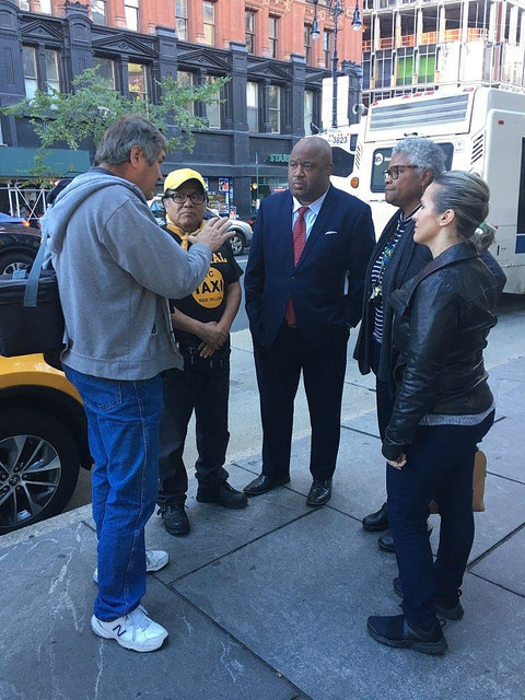 Reporter Dominic Carter with Taxi Drivers